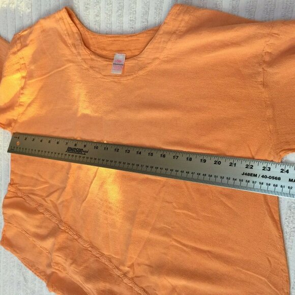 Maria De Guadalajara Womens Textured Asymmetric Tunic Top 3/4 Sleeve Orange - Picture 5 of 6